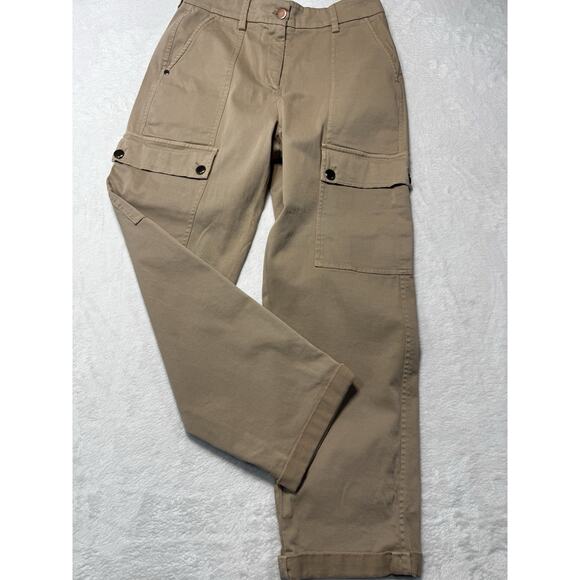 Euchenes Italian Cargo Pants Women Cotton Twill Utility Khaki VTG Waist 30”-32” - Picture 1 of 5